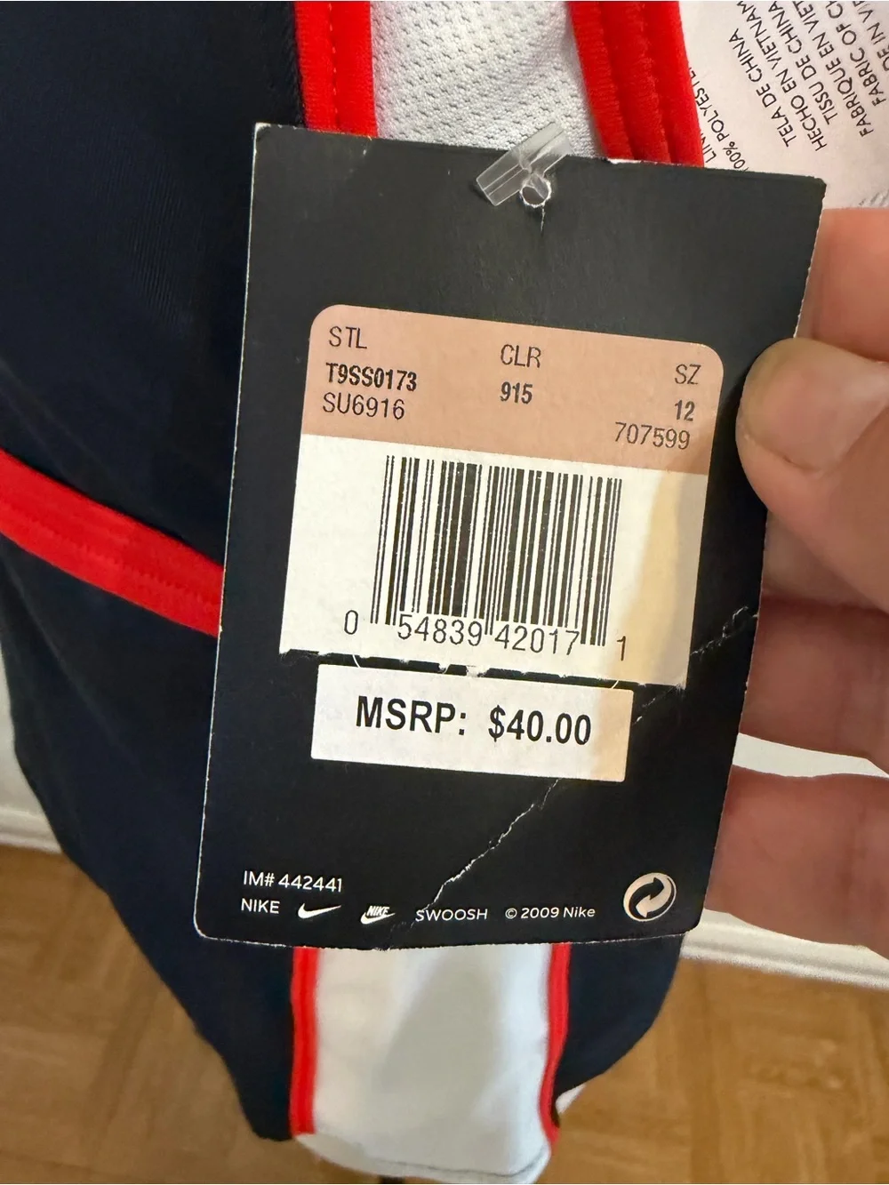 Nike Black Red White Tankini Swim Top with Yellow Swoosh New